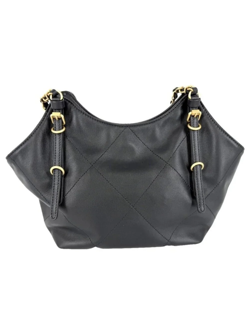 Chanel Handbag Small Shopping Bag CC Logo Turnlock Leather Black Gold